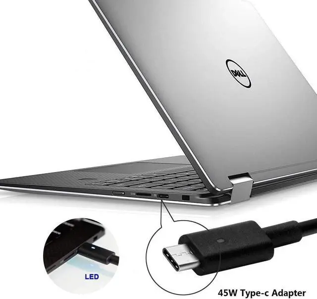 Alt view image 3 of 7 - 45W watt USB Type C AC Adapter for Dell XPS 13 9333 9Q33 9370 9360 9350 9380,Latitude 5490 7490 5500 5590 2-in-1 LA45NM150 LA65NM170 0HDCY5 USB-C Power Supply Cord