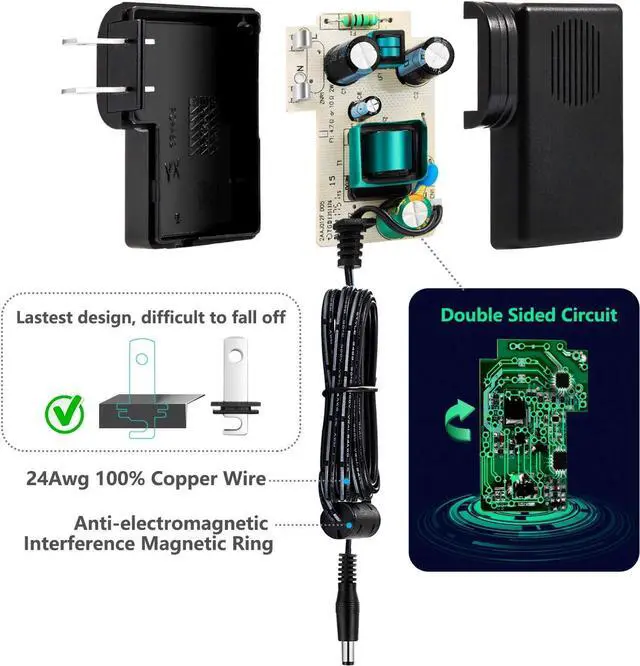 Alt view image 6 of 6 - 12V 1A 12W Power Supply AC DC Switching Adapter 12 Volt 1 Amp AC/DC Wall Wart Converter Transformer 100-240v 50 60HZ Input with 12vdc 1000ma Output