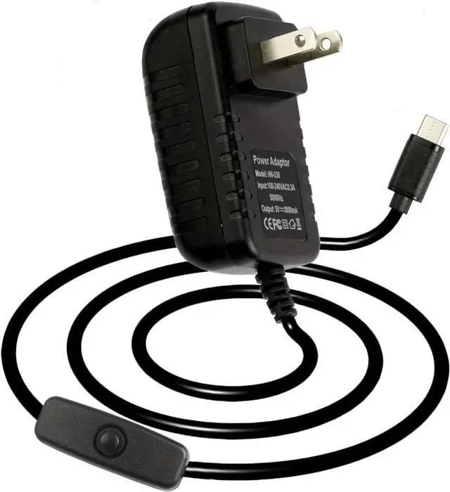 Main image of 5V 3A USB Type C Power Supply Adapter with ON/Off Switch for Raspberry Pi 4 Model B (1G,2G,3G) - OEM