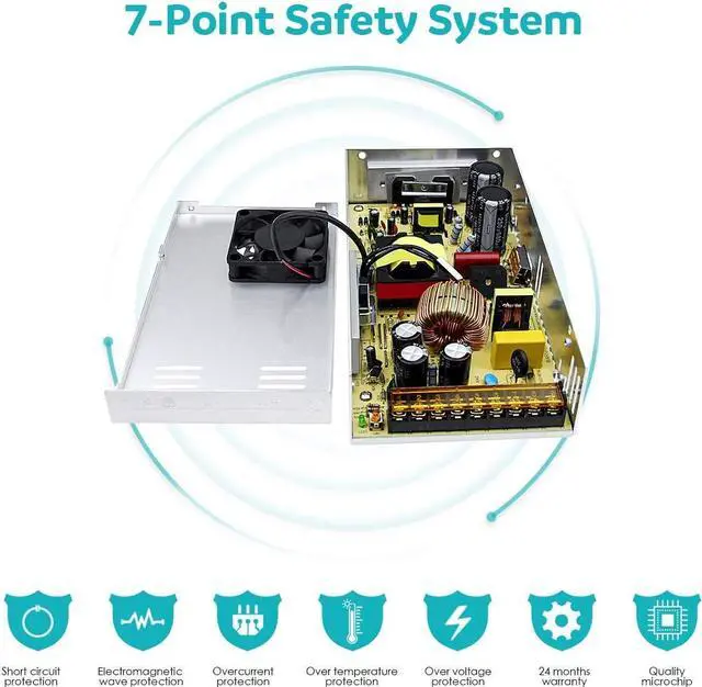 Alt view image 3 of 7 - Aclorol 5V Power Supply 70A 350W 110V / 220V AC to DC 5V 70amp Universal Transformer Switching Driver Converter 5V Power Adapter for WS2812B WS2813 LED Strip Pixel Lights CCTV Camera Security System