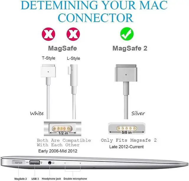 Alt view image 5 of 6 - Mac Book Pro Charger, AC 85w Power T-Tip Adapter Universal Charger Replacement Cord for Mac Book Pro 17/15/13 Inch (Made After Mid 2012)