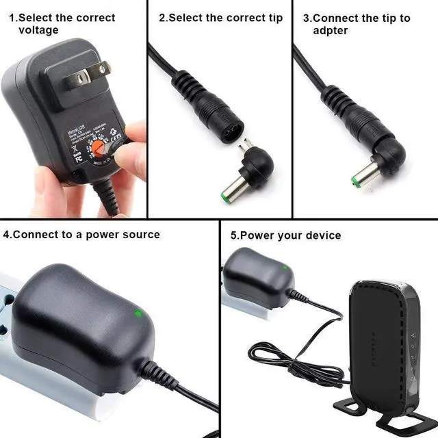 Alt view image 5 of 6 - Outtag 12W Universal AC Adapter 3V-12V AC to DC Adapter 100-240v 50-60hz Multi Voltage Switching Power Supply Replacement for Household Electronics Routers CCTV IP Cameras, 8 Tips