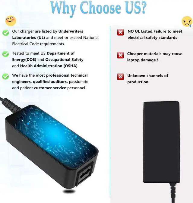 Alt view image 5 of 6 - 19V AC Charger Fit for Samsung Galaxy Book Flex  Alpha 13.3 NP730QCJ-K01US NP730QCJ-K02US Power Adapter Supply Cord UL Listed