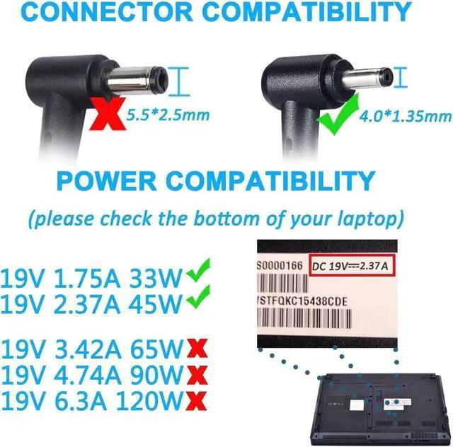 Alt view image 5 of 6 - Laptop Charger 45W 19V 2.37A Slim AC Adapter for Asus Q302 Q302L Q302LA Q302U Q302UA Q303 Q303U Q303UA Q304 Q304U Q304UA Q503 Q503U Q503UA Q504 Q504U Q504UA Q553 Q553U Q553UB for Asus Power Supply