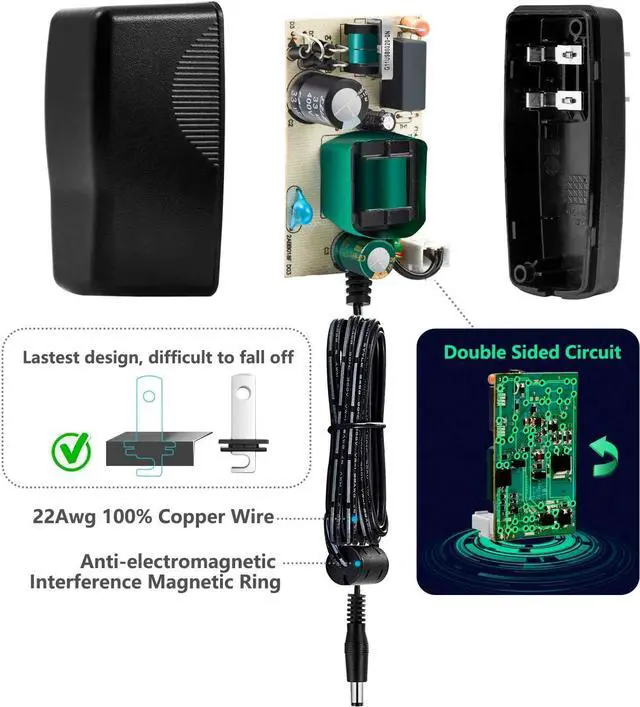 Alt view image 6 of 7 - CHANZON 12V 1.5A UL Listed 18W AC DC Switching Power Supply Adapter (Input 100-240V, Output 12 Volt 1.5 Amp, 6Ft Cord, 18 Watt) Wall Wart Transformer Charger for DC12V Security CCTV Camera (2-Pack)