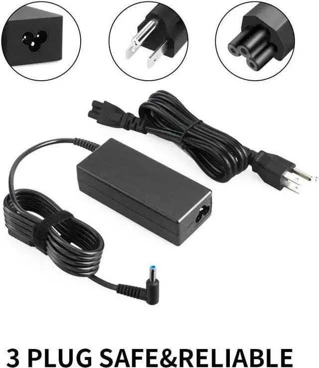 Alt view image 3 of 7 - 65W 45W Laptop Charger Fit for HP Stream Pavilion 11 13 14 15 Elitebook 820 830 840 G3 G4 G5 Envy X360 13 15 17 15-w117cl 15-w237cl 15m-cn0011dx 19.5V 3.33A AC Power Adapter Supply