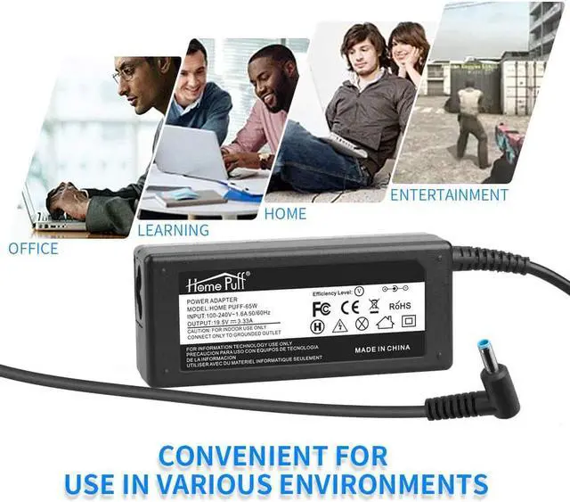 Alt view image 6 of 7 - 65W 45W Laptop Charger Fit for HP Stream Pavilion 11 13 14 15 Elitebook 820 830 840 G3 G4 G5 Envy X360 13 15 17 15-w117cl 15-w237cl 15m-cn0011dx 19.5V 3.33A AC Power Adapter Supply
