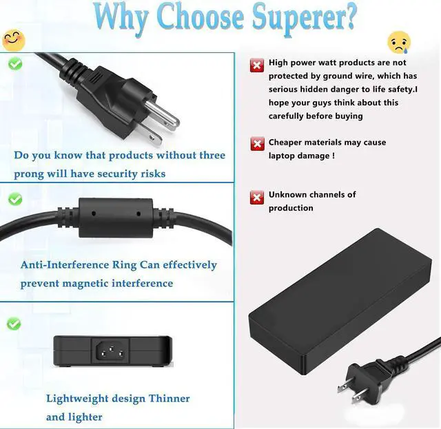 Alt view image 5 of 6 - 230W AC Charger Fit for Lenovo Legion 5 5-15 5-17 5P 5P-15 5Pro 5Pro-16 Laptop Power Supply Adapter Cord