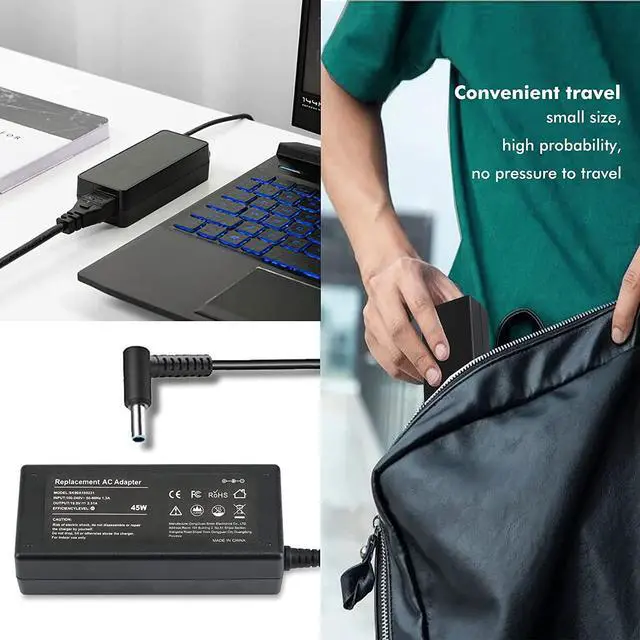 Alt view image 6 of 7 - DJW 19.5V 2.31A 45W Ac Adapter/Power Cord Supply for HP Pavilion 11 13 15;HP elitebook Folio 1040 g1;HP Stream 13 11 14;hp touchsmart 11 13 15;hp Spectre ultrabook 13