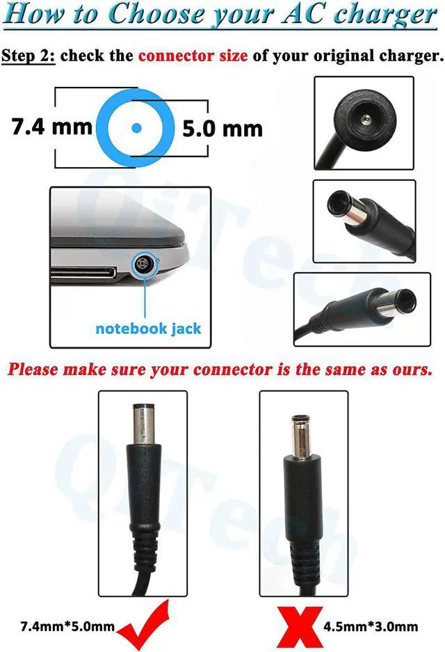Alt view image 4 of 7 - 19.5V 3.34A 65W Laptop Charger Replacement for  Latitude 7480 7490 5400 5480 5490 E5470 E6420 5580 5500 5590 E5430 E6410 E5570 E6430 E6440 E6540 E7250 E7440 E7450 AC Adapter Power Cord