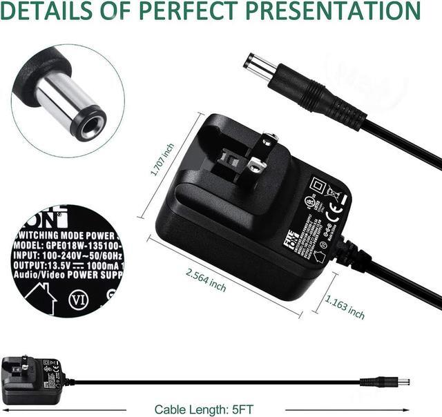 Alt view image 2 of 7 - 13.5V AC/DC Adapter Compatible with CEN TECH 5 in 1 Portable Power Pack Item 60703 Battery Power Adapter Charger UL Listed - OEM