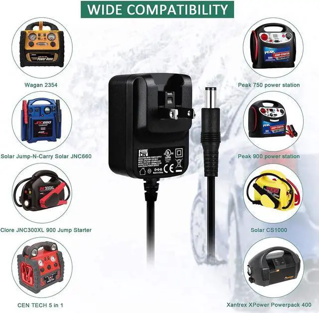 Alt view image 4 of 7 - AC/DC Adapter Compatible with Jump-N-Carry JNC300XL 900 Peak Amp; Solar CS1000 Jump Starter Power Adapter Charger UL Listed - OEM