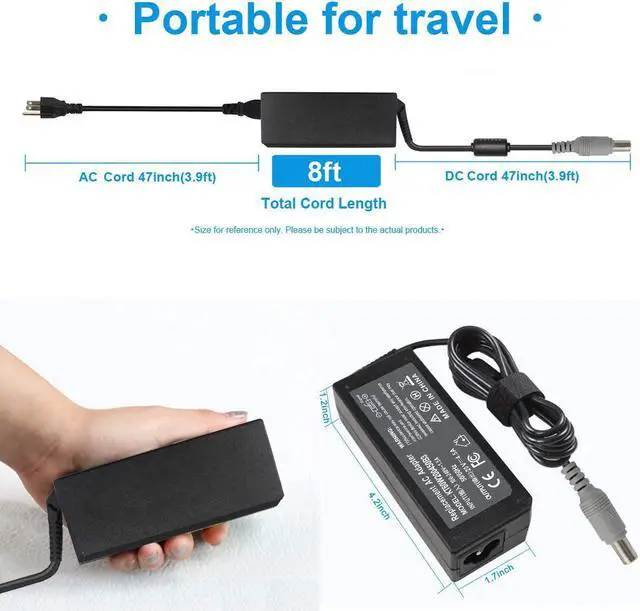 Alt view image 3 of 6 - 90W 20V 4.5A AC Adapter Charger for Lenovo Thinkpad T60 T61 T400 T410 T420 T430 T500 T510 T520 T530 X60 Z60 X200 X201 X220 X230 X61 L420 L430 Edge 14 15 E420 E430 E530 Power Supply