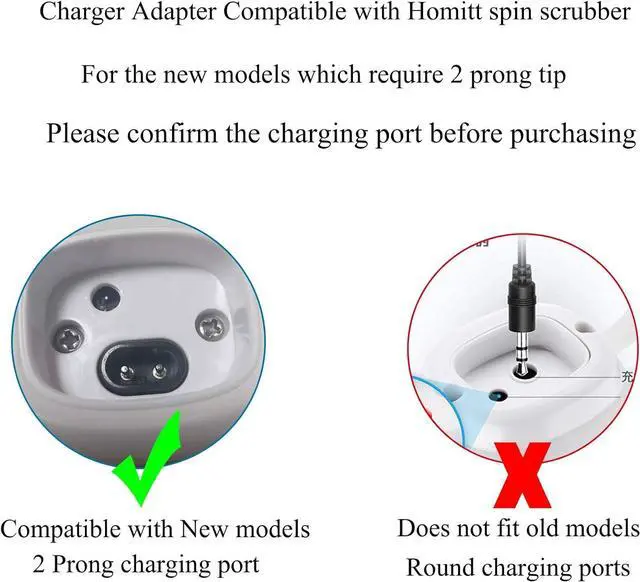 Alt view image 4 of 7 - 9V Charger for LABIGO Electric Spin Scrubber Compatible with Voweek VWS211, SP02, LABIGO LA1, Homitt HM115C HM115CW Electric Spin Scrubber Power Supply Cord Cable