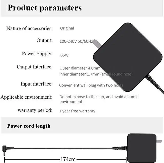 Alt view image 2 of 6 - 65W 45W AC Adapter Laptop Charger Replacement for Lenovo IdeaPad 3 5 110 310 320 330 330s S145 S340 Series Charger 110-15ISK 320-15ABR 320-15IAP 330-15IGM 330S-15IBK S340-15IWL 1-14AST-05 Power Cord
