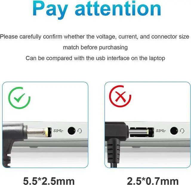 Alt view image 5 of 7 - 65W AC Adapter Laptop Charger for Asus X401 X401A X401U X501 X501A X502CA X550 X550C X550CA X550L X550LA X550LB X550LNV X550ZA X551 X551C X551CA X551M X551MA X551MAV X751MA (1 Item)