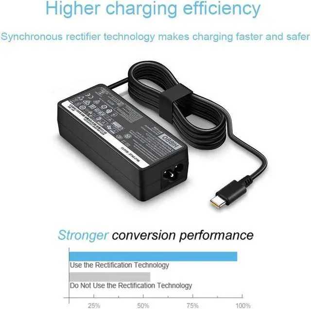 Alt view image 4 of 7 - USB C Laptop Charger 65W 45W for Lenovo Chromebook 100e 300e 500e C330 S330 ThinkPad T480 T480s T580 T580s E480 E580 Yoga A485 T490S T590 C930 C940 13 IdeaPad 730s AC Adapter Power Supply