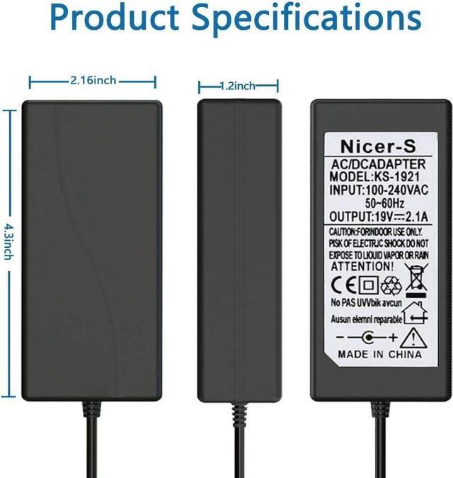 Alt view image 4 of 6 - AC Adapter Charger Replacement for Harman Kardon Onyx Studio 4/3 / 2/1 Wireless Portable Speaker Onyx Studio Wireless Speaker System 6132A-ONYXST AU38AA-00 NSA40ED-190200 ESX2567Q Power Supply