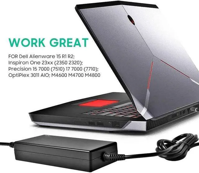 Alt view image 4 of 4 - 180W AC Adapter Fit for Dell Precision 7510 7520 7530 7540 7550 Laptop Charger 180 Watt Dell Power Supply Cord