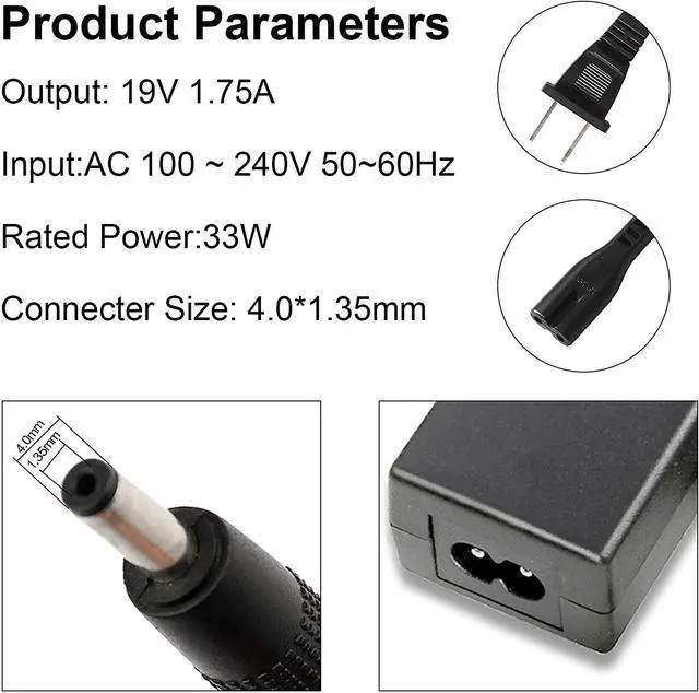 Alt view image 4 of 7 - AC Doctor INC 33W AC Adapter Charger 19V 1.75A Power Supply Cable for Asus C200 C200MA C300 C300MA 33W ADP-33AW Adapter, VivoBook S200 X200 X200CA X200MA X201E X202 X202E K200MA F200CA F200MA