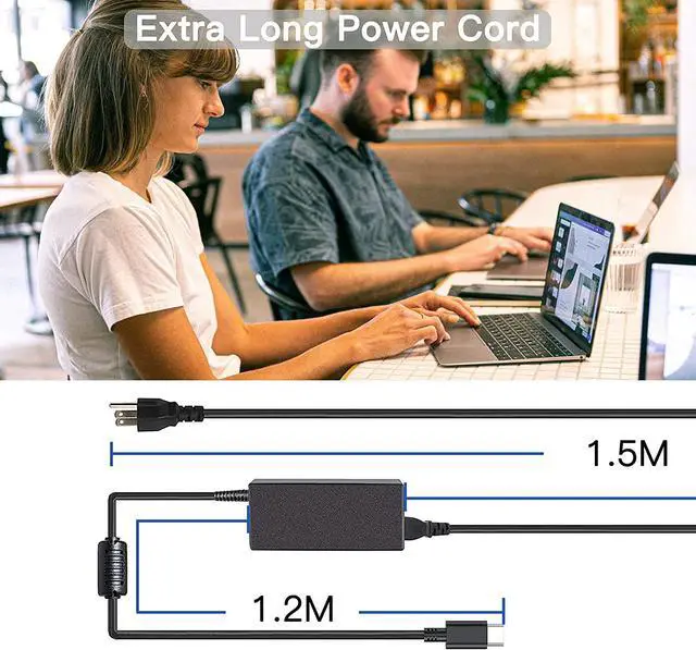 Alt view image 5 of 6 - BAJ 45W USB Type C Laptop Charger for Samsung Chromebook Plus Pro XE513C24 XE510C24 XE513C24-K01US Adapter Power Supply Cord