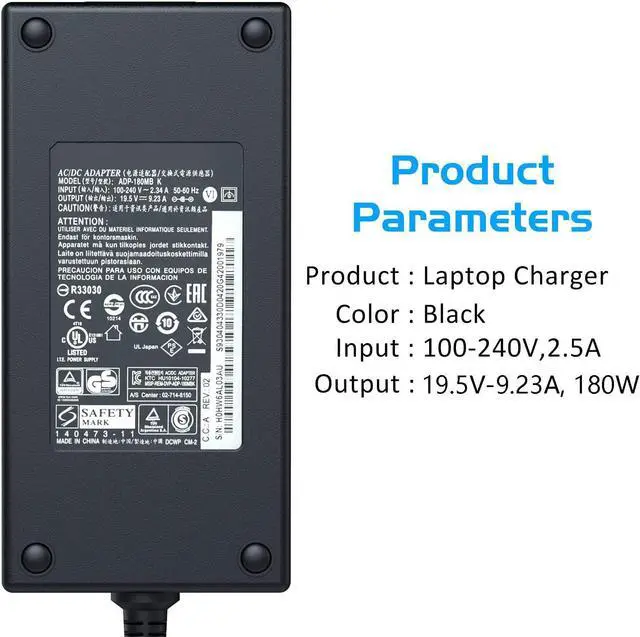 Alt view image 4 of 5 - 180W Charger for Acer Predator Helios 300 G3-571 G3-572 PH315-51 PH317-52 PH315-52 PH317-53 PH317-51 PT315-52 PH317-54 Laptop AC Adapter Power Supply