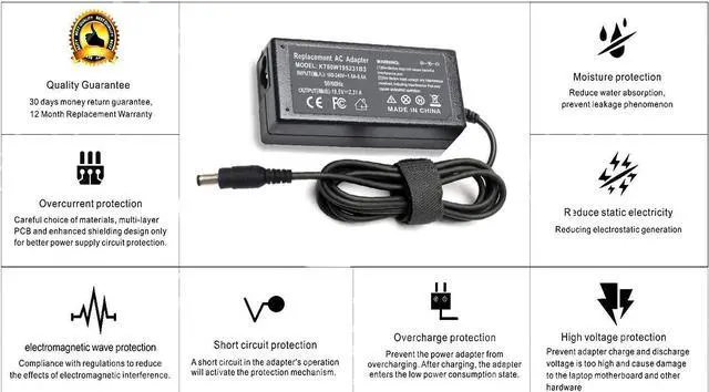 Alt view image 4 of 7 - 45W AC Adapter Charger for Dell Inspiron 13-7000 15-5000 15-3000 5100 Series 5559 5558 5755 5758 3552 5378 7378 5570 LA45NM140 HA45NM140 0YTFJC 0KXTTW 0CDF57 P58F P32E P97F XPS 13 Power Supply Cord