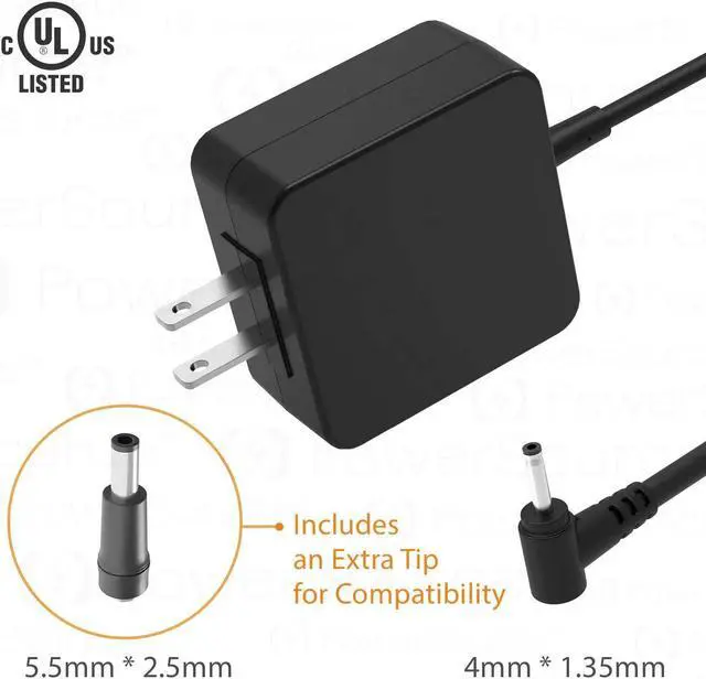 Alt view image 2 of 7 - PowerSource 45W 33W UL Listed 7Ft (Universal-Tip) AC-Adapter-Charger for Asus Vivobook Zenbook Max AD883J20 AD890326 S15 F510 F510Q L203MA J401M F512D Q304U Q505U UX360 Flip Laptop Power-Supply Cord