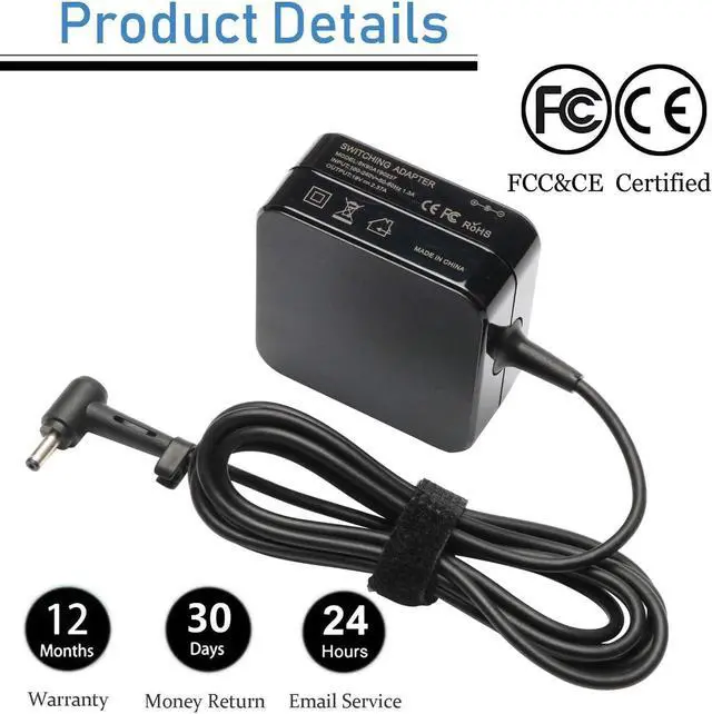 Alt view image 5 of 7 - 45W 33W Laptop Charger for Asus AD883J20 X540S X540L Q302L X553M Q200E UX360C C300M E402MA Q501L Q502L R540N X200CA X541N ZenBook UX305 UX330 UX330U UX360 Power Supply Cord