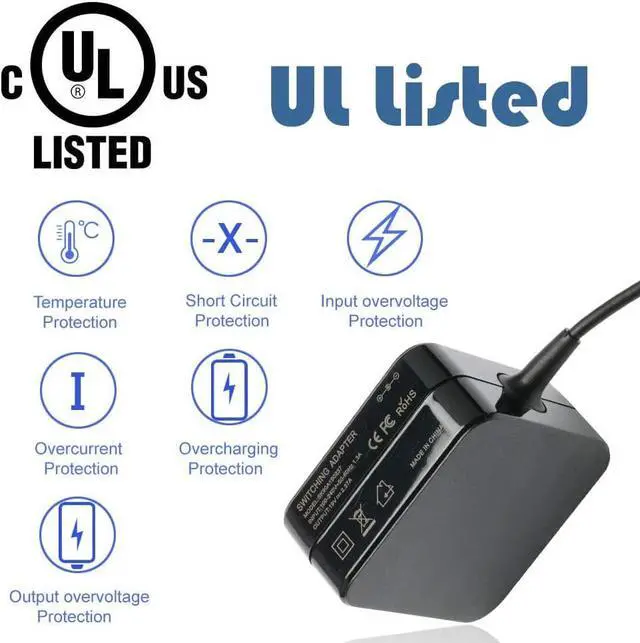 Alt view image 6 of 7 - 45W 33W Laptop Charger for Asus AD883J20 X540S X540L Q302L X553M Q200E UX360C C300M E402MA Q501L Q502L R540N X200CA X541N ZenBook UX305 UX330 UX330U UX360 Power Supply Cord