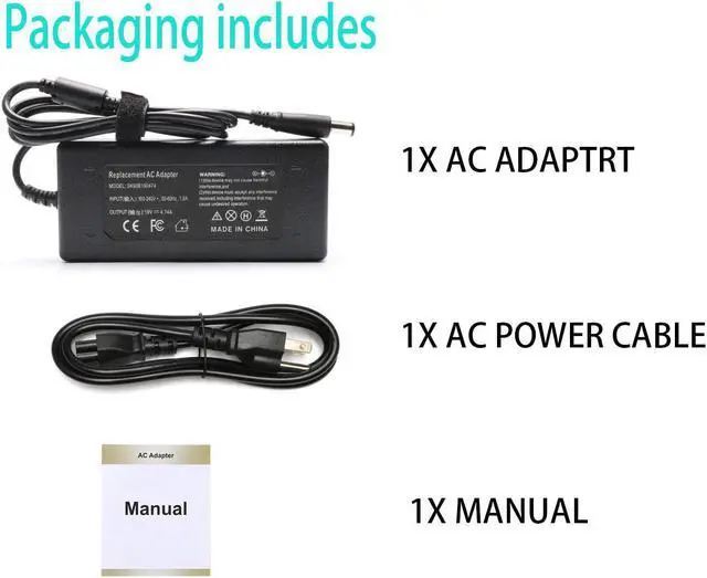 Alt view image 5 of 7 - 19V 90W Ac Dc Adapter for HP 18'' 19'' 20" 21" 32" HP Pavilion (N193) 20" 23'' OMEN Gaming All-in-One Desktop PC Monitor HP 20B, 23B Series 19-2304 19-2304 22-3010 22-3010 Power Supply Cord