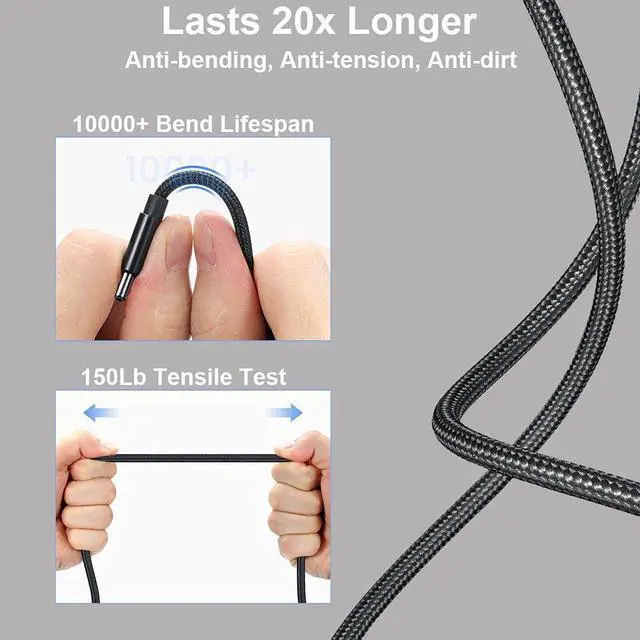 Alt view image 5 of 7 - USB C to 5.5mm Adapter Cable Braided 19V 20V 100W Power Bank Battery Pack Charging Supply Type C Male to DC 5.5 x2.1mm Barrel Converter Cord Universal for UPS ONT Router Acer Toshiba Laptop PD Charger