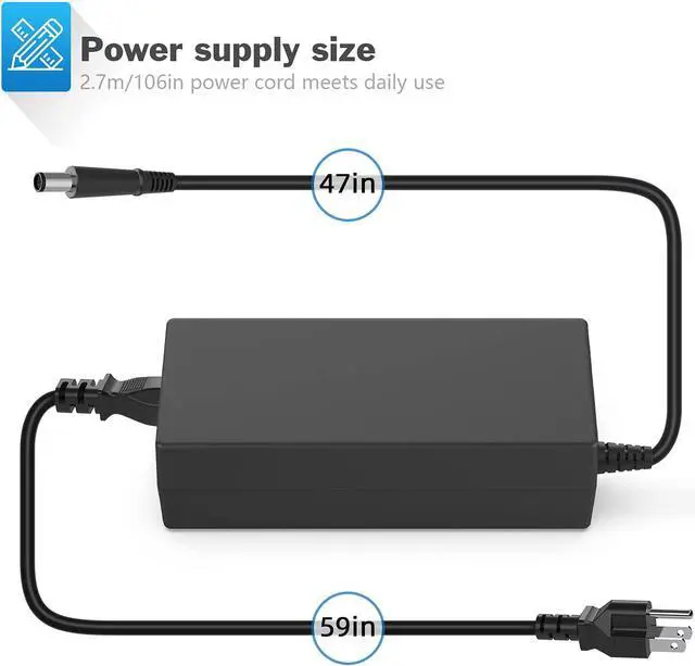 Alt view image 3 of 7 - 65W Adapter Laptop Charger Replacement for Dell Latitude E5440 E5470 7480 E6540 E7440 E7450 E7250 E6440 E6430 7490 7290 5490 5590 5290 LA65NM130 HA65NM130 Power Supply Cord Plug