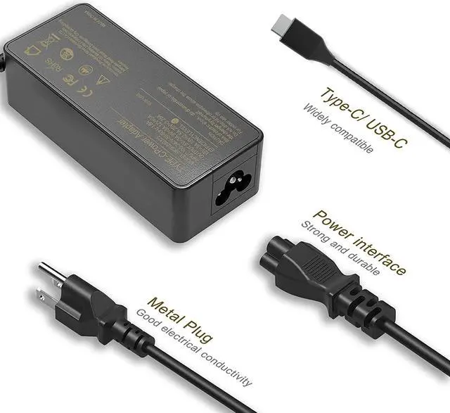 Alt view image 4 of 7 - USB C Laptop Charger 65W 45w for Lenovo Thinkpad T480 T490 X280 E490 L380 Chromebook C330 100e 300e 500e Yoga C740 C930 C940 S730 IdeaPad 730s Portable 4x20m26268 ADLX65YDC2A AC Adapter Power Supply