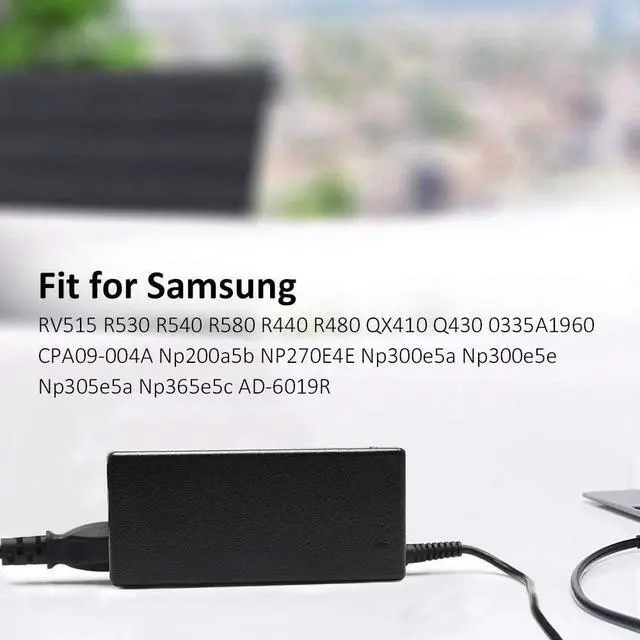 Alt view image 7 of 7 - 60W Adapter Charger for Samsung Cpa09-004a R580 RV515 Np365e5c R540 Np-q430 Np510r5e R480 Np300e5c Np305e7a R530 R440 Qx410 0335a1960 Np200a5b Np270e4e Np300e5a Np300e5e Np305e5a Power Supply Cord