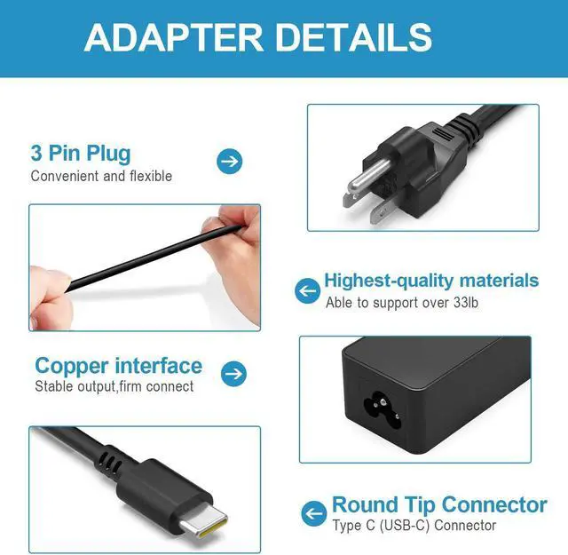 Alt view image 3 of 4 - Nicpower Type-USB-C AC Charger Fit for Acer-Chromebook 315 Series Laptop Power Supply Adapter Cord