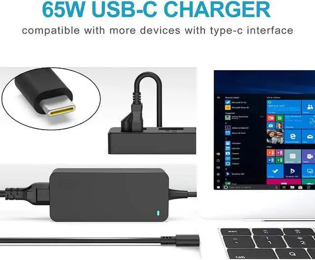 Alt view image 6 of 7 - 65W 45W Type-C Charger Fit for Lenovo Yoga 720 730 920 C740 C940 C930 730S USB-C IdeaPad-Yoga Series Laptop Power Adapter