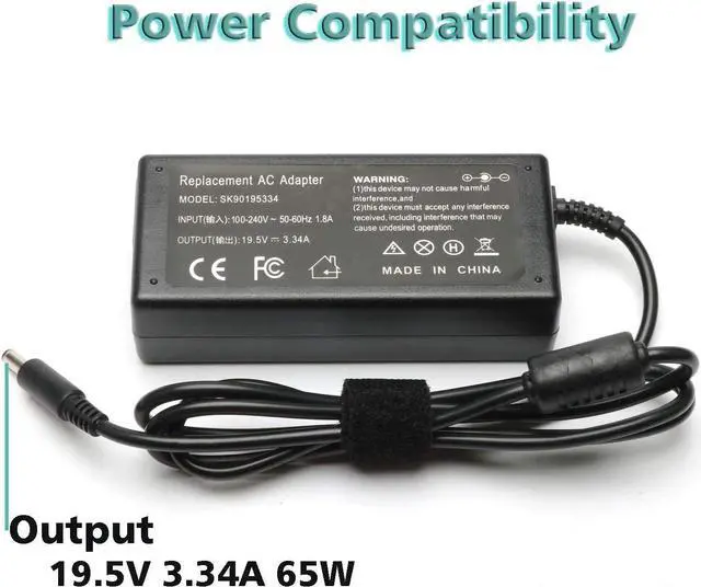 Alt view image 3 of 6 - 65W AC Charger for  Inspiron 15-7000 15-5000 15-3000 17-7000 17-5000 17-3000 13-7000 11-3000 2 in 1 Series 3558 3181 5100 5535 5555 5558 5559 5567 XPS 9350 9360 la65ns2-01 Charger Laptop Power