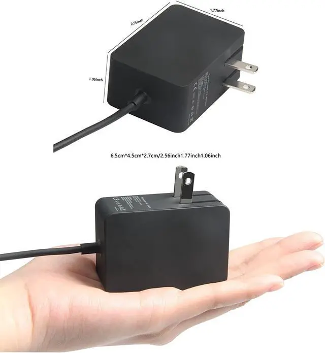 Alt view image 3 of 5 - Replacement Surface 3 Charger 13W 5.2V 2.5A AC Power Adapter Charger Cord fit  Surface 3 Model 1623 1624 1645 Tablet w/USB Charging Port 4.9Ft Cable-1.5m -