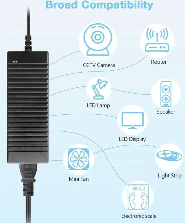 Alt view image 2 of 7 - 24V 5A 120W Power Supply 100V-240V or 110V - 220V AC to DC Adapter 24V 5amp Switching Converter 5.5x2.1mm Plug for Routers CCTV IP Security Cameras 5050 3528 LED Strip Mould Lights