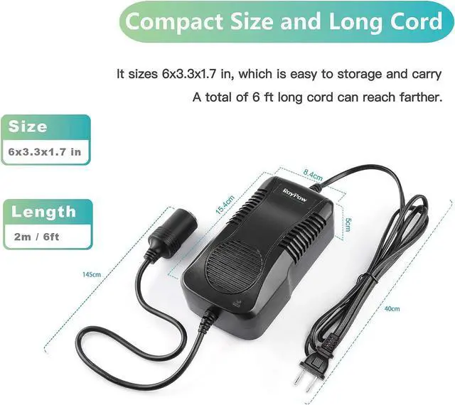 Alt view image 6 of 7 - AC to DC Converter RoyPow 180W (Max 200W) 12V15A Power Supply Adapter Transformer 100V~120V to 11V/12V/13V/14V with Car Cigarette Lighter Socket