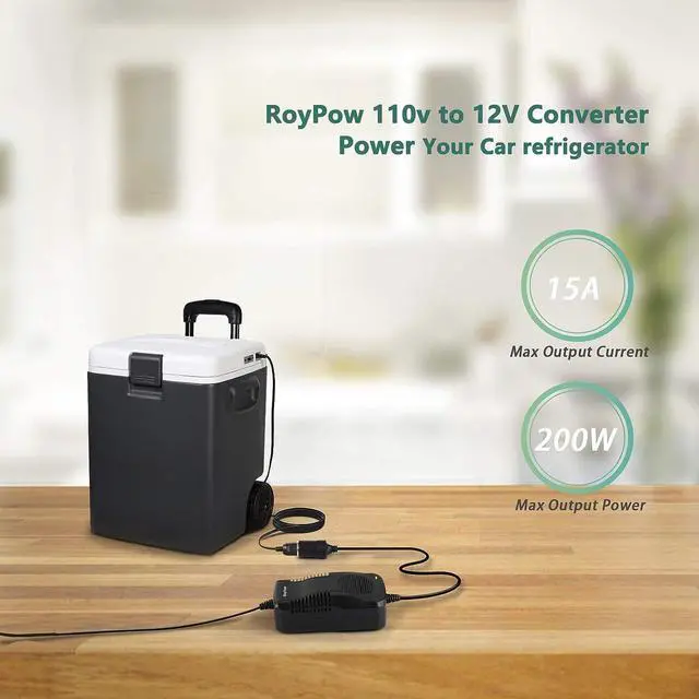 Alt view image 7 of 7 - AC to DC Converter RoyPow 180W (Max 200W) 12V15A Power Supply Adapter Transformer 100V~120V to 11V/12V/13V/14V with Car Cigarette Lighter Socket