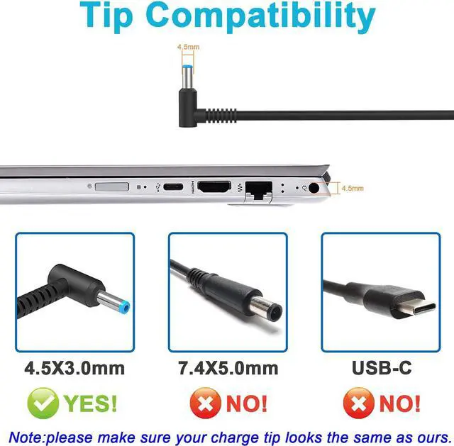 Alt view image 2 of 7 - 45W 19.5V 2.31A Ac Adapter for HP Laptop Charger 741727-001 TPN-C125 HSTNN-LA40 HSTNN-DA40 854054-002 HSTNN-CA40 740015-002 740015-003 740015-004 HP 15-f387wm 15-f272wm 15-f233wm 15-ba009dx 15-r132wm