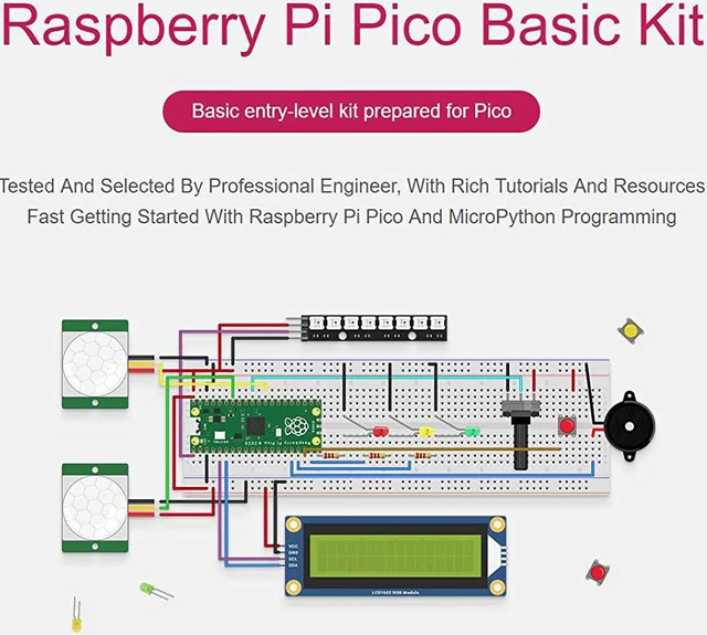 Alt view image 3 of 6 - Waveshare Basic Kit Compatible with Raspberry Pi Pico(Included) MicroPython Programming Learning Kit