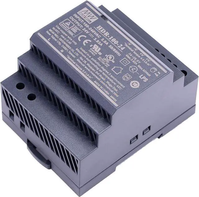 Alt view image 5 of 6 - Original Mean Well HDR-15 30 60 100 150 Series DC 5V 12V 15V 24V 48V meanwell Ultra Slim Step Shape DIN Rail Power Supply (Output Voltage : 24V, Power : HDR 100N)