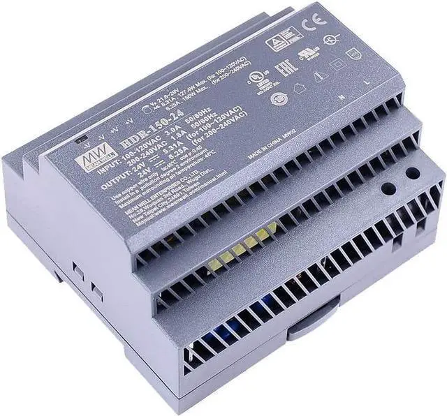Alt view image 6 of 6 - Original Mean Well HDR-15 30 60 100 150 Series DC 5V 12V 15V 24V 48V meanwell Ultra Slim Step Shape DIN Rail Power Supply (Output Voltage : 24V, Power : HDR 100N)