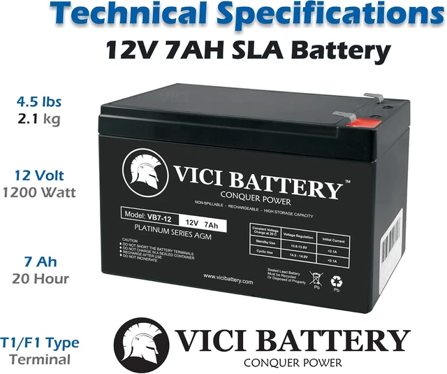Alt view image 3 of 4 - VICI Battery VB7-12 12V 7Ah Replacement UPS Battery Compatible with APC Back-UPS 550 (BE550G)