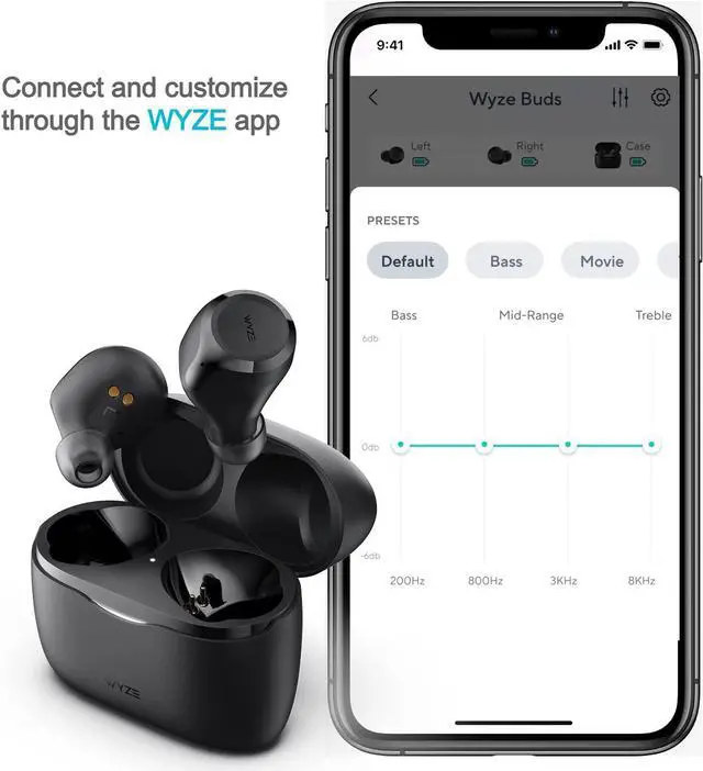 Alt view image 2 of 7 - WYZE Wireless Earbuds 5.0 Bluetooth Headphones with IPX5 Sweat Resistance, 30 dB Noise Reduction,4 Voice-Isolating Mics, Alexa Built-in True Wireless Earbuds,Charging Case, Workout,Sports