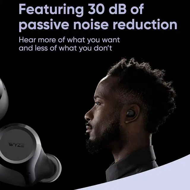 Alt view image 3 of 7 - WYZE Wireless Earbuds 5.0 Bluetooth Headphones with IPX5 Sweat Resistance, 30 dB Noise Reduction,4 Voice-Isolating Mics, Alexa Built-in True Wireless Earbuds,Charging Case, Workout,Sports