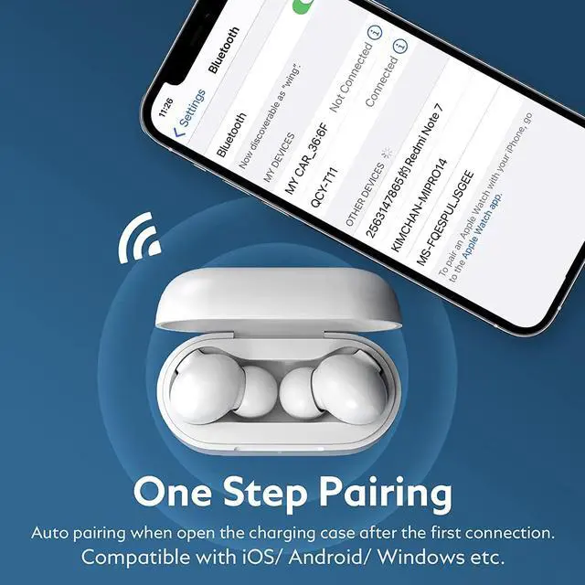 Alt view image 5 of 7 - QCY T11 True Wireless Earbuds with 4 Mics Noise Cancelling, in-Ear Detection Headphones Bluetooth 5.1, Deep Bass, App Customize, Touch Control, Type-C, 35H Paytime Earphone for Workout (White)